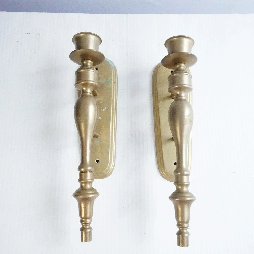 Vintage Brass Wall Sconce Candle Holders Pair Ornate‎ Traditional